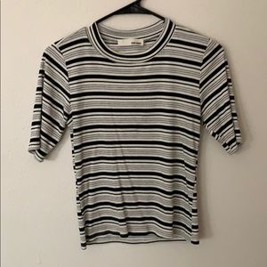 Black & white striped turtle neck t-shirt